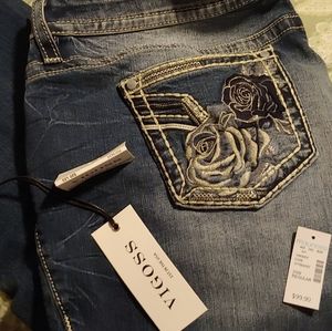 Vigoss jeans rose pockets sz 20/32 slim boot